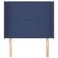 Testiera ad Orecchio-Testata con Orecchie Blu 93x16x118/128 cm in Tessuto 448411