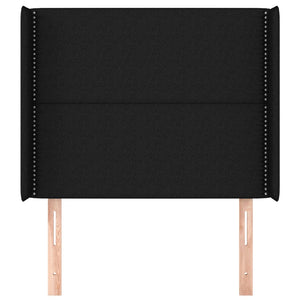 Testiera ad Orecchio-Testata con Orecchie Nera 103x16x118/128 cm in Tessuto 623275