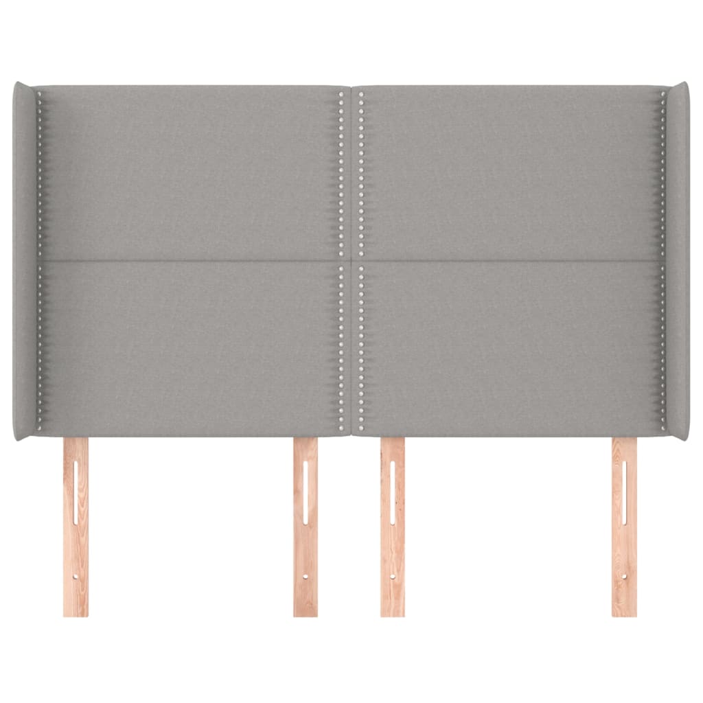 Testiera ad Orecchio-Testata con Orecchie Grigio Chiaro 147x16x118/128 cm in Tessuto 511136