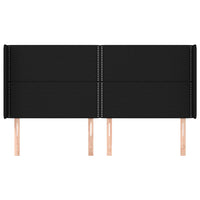 Testiera ad Orecchio Nera 183x16x118/128 cm in Tessuto