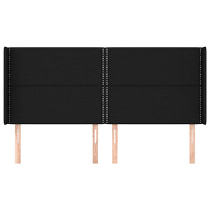 Testiera ad Orecchio Nera 183x16x118/128 cm in Tessuto