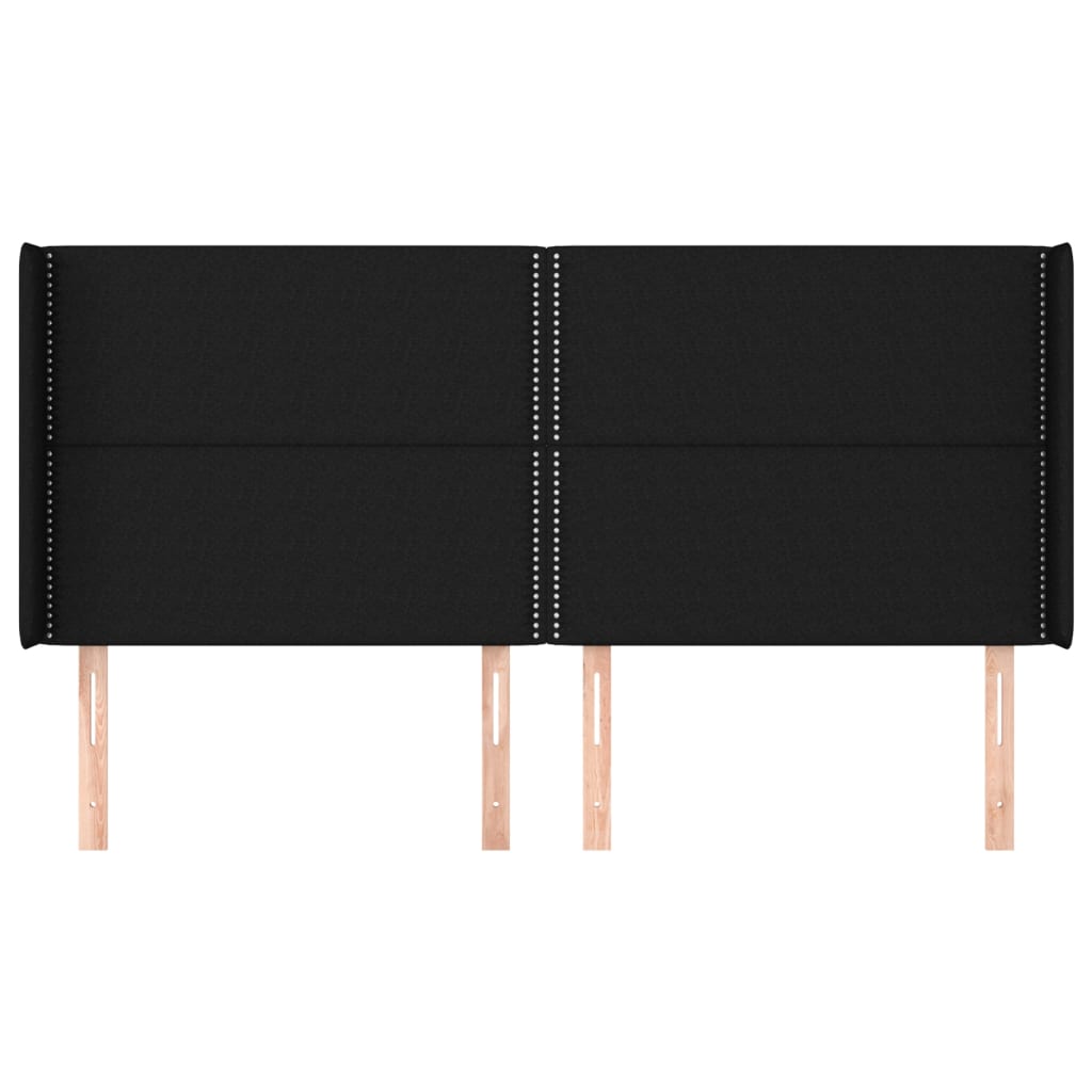 Testiera ad Orecchio-Testata con Orecchie Nera 203x16x118/128 cm in Tessuto 780250