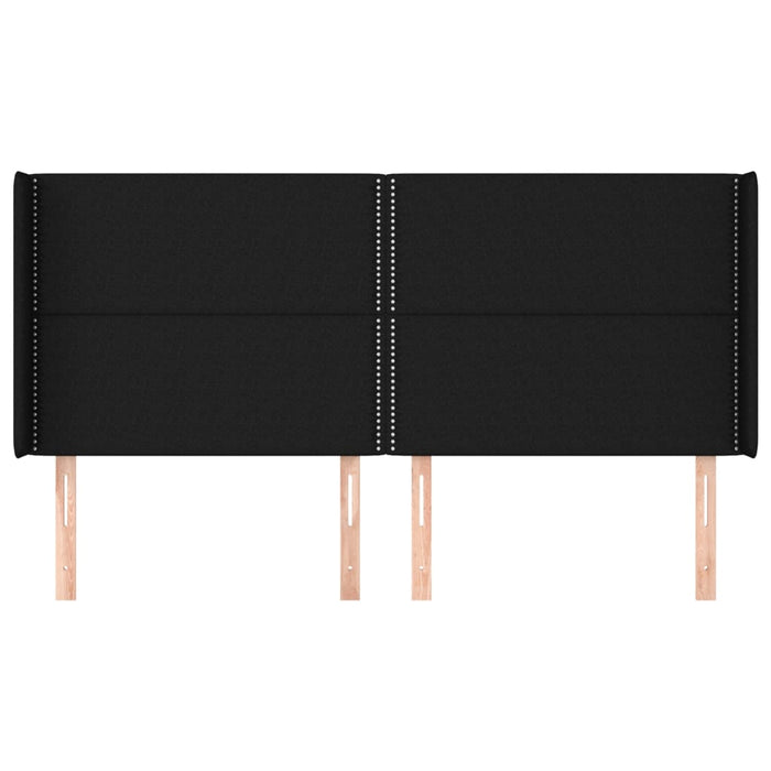 Testiera ad Orecchio-Testata con Orecchie Nera 203x16x118/128 cm in Tessuto 780250