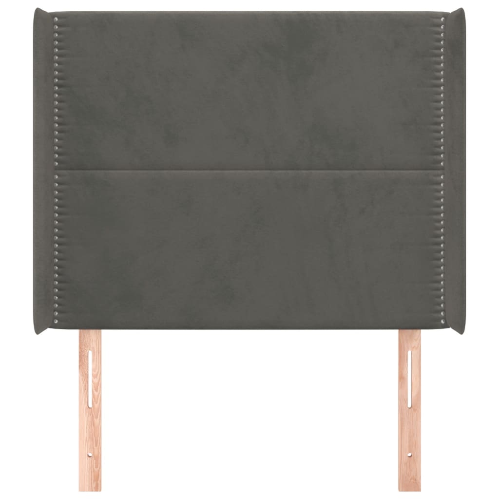 Testiera ad Orecchio GrigioScuro 103x16x118/128cm in Velluto 3119483