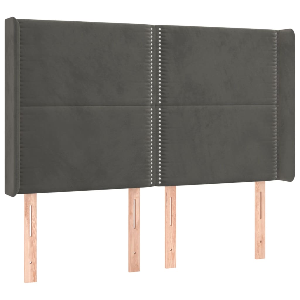 Testiera ad Orecchio GrigioScuro 147x16x118/128cm in Velluto 3119489