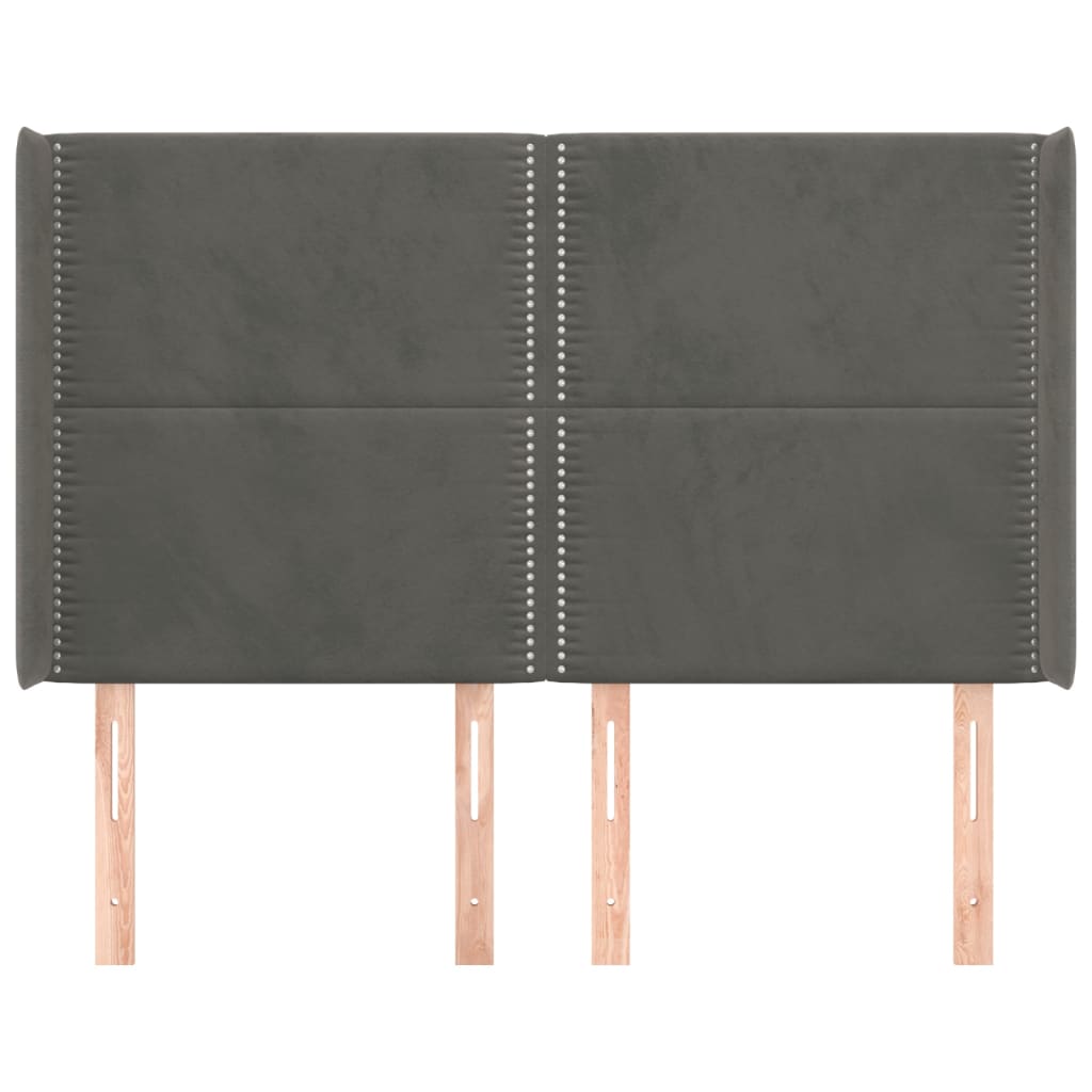 Testiera ad Orecchio GrigioScuro 147x16x118/128cm in Velluto 3119489