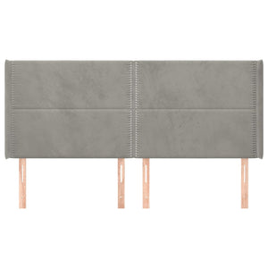 Testiera ad Orecchio-Testata con Orecchie Grigio Chiaro 203x16x118/128 cm in Velluto 829635