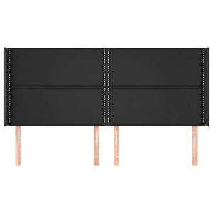 Testiera ad Orecchio Nera 163x16x118/128 cm in Similpelle