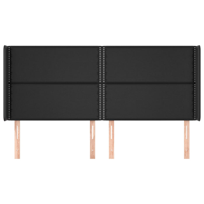 Testiera ad Orecchio Nera 163x16x118/128 cm in Similpelle