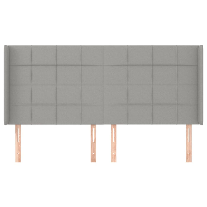 Testiera ad Orecchio-Testata con Orecchie Grigio Chiaro 163x16x118/128 cm in Tessuto 447576