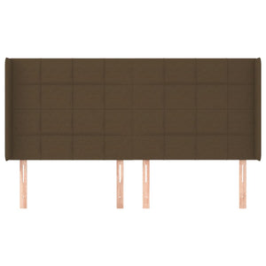 Testiera ad Orecchio-Testata con Orecchie Marrone Scuro 163x16x118/128 cm in Tessuto 707948