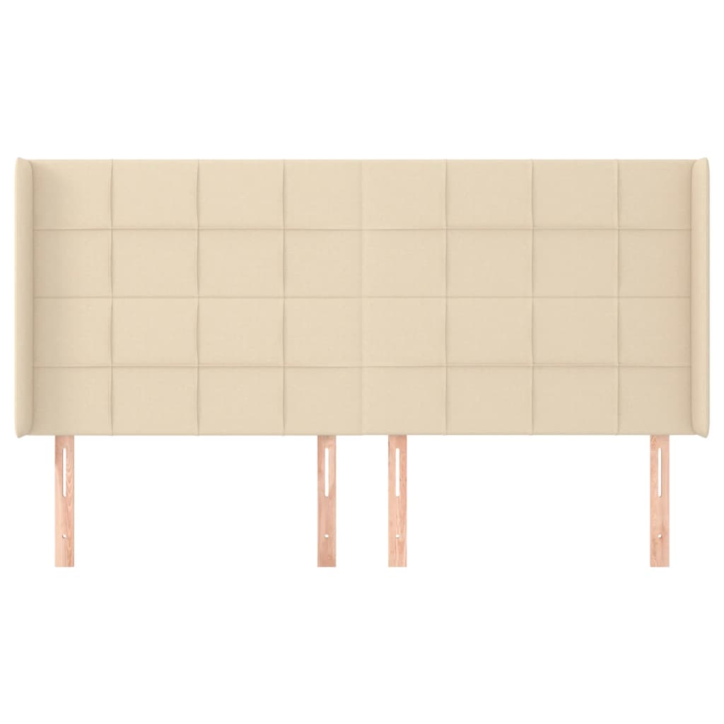 Testiera ad Orecchio-Testata con Orecchie Crema 163x16x118/128 cm in Tessuto 647139
