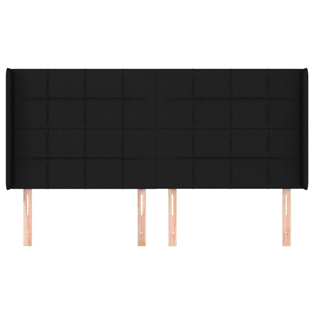 Testiera ad Orecchio-Testata con Orecchie Nera 203x16x118/128 cm in Tessuto 454572