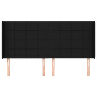 Testiera ad Orecchio-Testata con Orecchie Nera 203x16x118/128 cm in Tessuto 454572