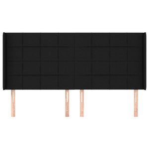 Testiera ad Orecchio-Testata con Orecchie Nera 203x16x118/128 cm in Tessuto 454572