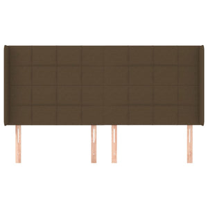 Testiera ad Orecchio-Testata con Orecchie Marrone Scuro 203x16x118/128 cm in Tessuto 430823