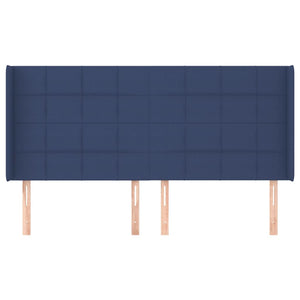 Testiera ad Orecchio-Testata con Orecchie Blu 203x16x118/128 cm in Tessuto 124288