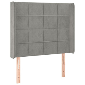 Testiera ad Orecchio-Testata con Orecchie Grigio Chiaro 83x16x118/128 cm in Velluto 312985