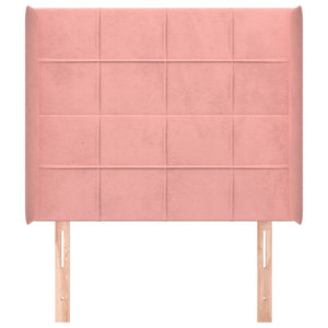 Testiera ad Orecchio Nera 83x16x118/128 cm in Velluto 3119615