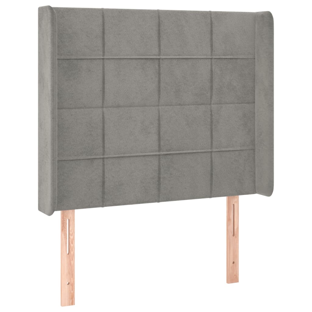 Testiera ad Orecchio-Testata con Orecchie Grigio Chiaro 93x16x118/128 cm in Velluto 852466
