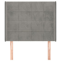 Testiera ad Orecchio-Testata con Orecchie Grigio Chiaro 93x16x118/128 cm in Velluto 852466