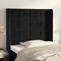Testiera ad Orecchio Nera 103x16x118/128 cm in Velluto 3119624