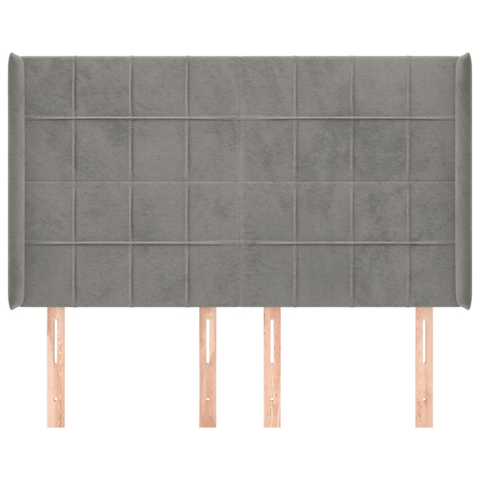 Testiera ad Orecchio-Testata con Orecchie Grigio Chiaro 147x16x118/128 cm in Velluto 139116