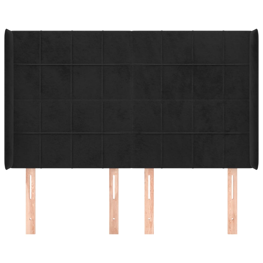 Testiera ad Orecchio Nera 147x16x118/128 cm in Velluto