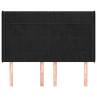 Testiera ad Orecchio Nera 147x16x118/128 cm in Velluto