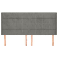 Testiera ad Orecchio-Testata con Orecchie Grigio Chiaro 163x16x118/128 cm in Velluto 961749