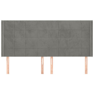 Testiera ad Orecchio-Testata con Orecchie Grigio Chiaro 163x16x118/128 cm in Velluto 961749