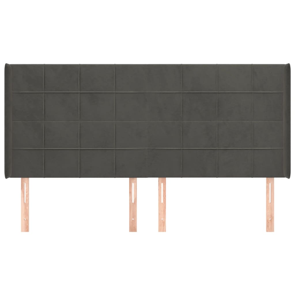 Testiera ad Orecchio-Testata con Orecchie GrigioScuro 163x16x118/128cm in Velluto 661874