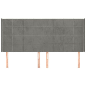 Testiera ad Orecchio-Testata con Orecchie Grigio Chiaro 183x16x118/128 cm in Velluto 150640