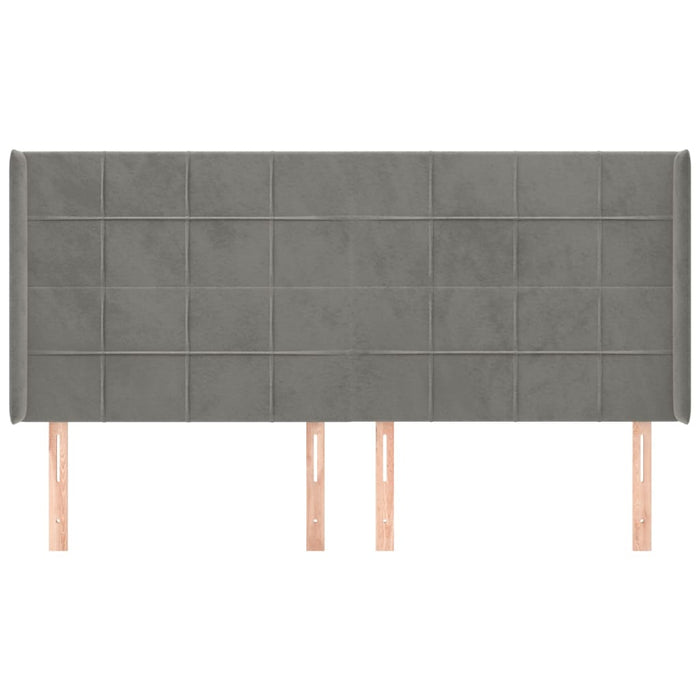 Testiera ad Orecchio-Testata con Orecchie Grigio Chiaro 183x16x118/128 cm in Velluto 150640