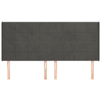 Testiera ad Orecchio-Testata con Orecchie GrigioScuro 183x16x118/128 cm in Velluto 370016