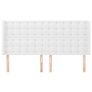 Testiera ad Orecchio-Testata con Orecchie Bianco 203x16x118/128 cm in Similpelle 142445