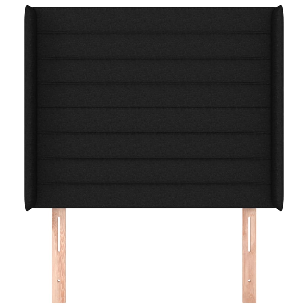 Testiera ad Orecchio Nera 83x16x118/128 cm in Tessuto 3119696