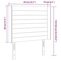 Testiera ad Orecchio Nera 83x16x118/128 cm in Tessuto 3119696