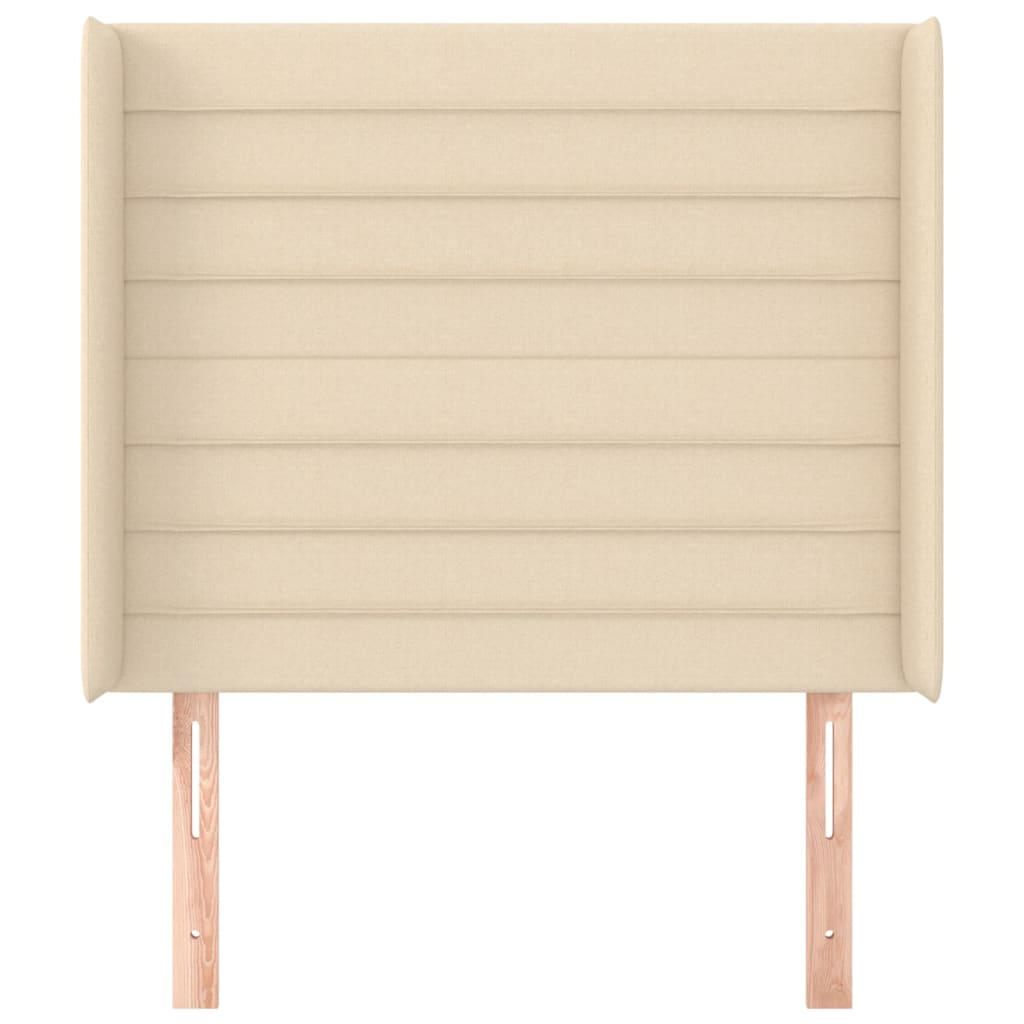 Testiera ad Orecchio-Testata con Orecchie Crema 83x16x118/128 cm in Tessuto 125974