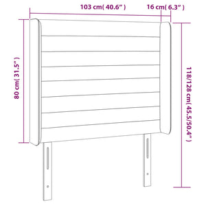 Testiera ad Orecchio-Testata con Orecchie GrigioScuro 103x16x118/128cm inTessuto 113569