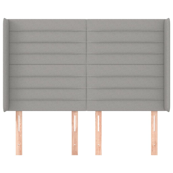 Testiera ad Orecchio-Testata con Orecchie Grigio Chiaro 147x16x118/128 cm in Tessuto 840212