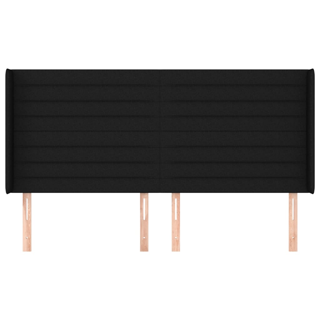 Testiera ad Orecchio-Testata con Orecchie Nera 203x16x118/128 cm in Tessuto 607232