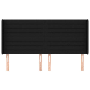 Testiera ad Orecchio-Testata con Orecchie Nera 203x16x118/128 cm in Tessuto 607232