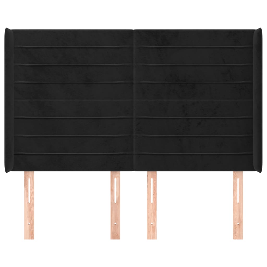 Testiera ad Orecchio Nera 147x16x118/128 cm in Velluto 3119770