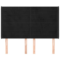 Testiera ad Orecchio Nera 147x16x118/128 cm in Velluto 3119770