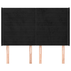 Testiera ad Orecchio Nera 147x16x118/128 cm in Velluto 3119770