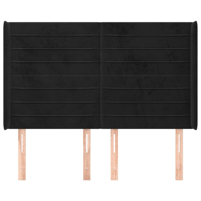 Testiera ad Orecchio Nera 147x16x118/128 cm in Velluto 3119770