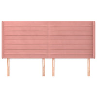 Testiera ad Orecchio-Testata con Orecchie Rosa 183x16x118/128 cm in Velluto 267614