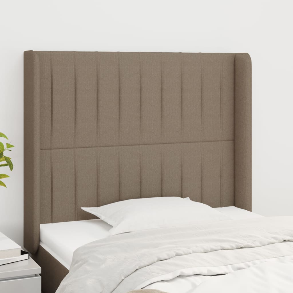 Testiera ad Orecchio-Testata con Orecchie Tortora 103x16x118/128 cm in Tessuto 665298