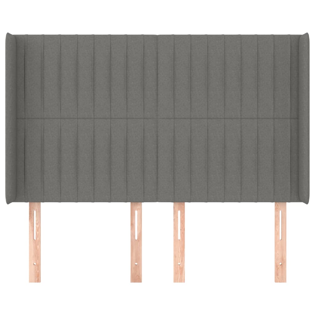 Testiera ad Orecchio-Testata con Orecchie GrigioScuro 147x16x118/128cm inTessuto 808463